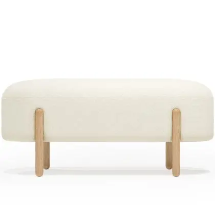 Buy Upholstered Bouclé Bench - Round White 61250 in the United Kingdom