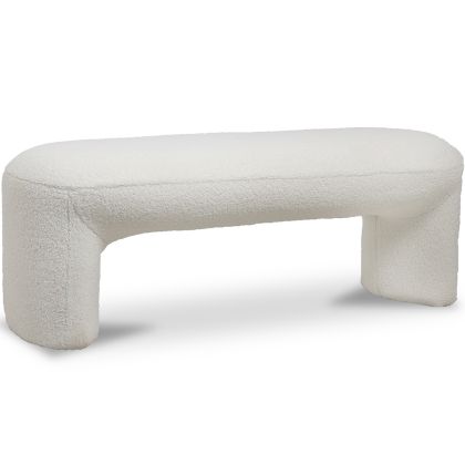 Buy Upholstered Bench in Bouclé Fabric - Loriel White 61307 in the United Kingdom 