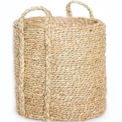 Buy Natural Fiber Basket with Handles - 30x30CM - Gressa Natural 61319 home delivery 