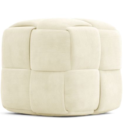 Buy Square Corduroy Upholstered Pouf - Modern Design - Dice Ivory 61451 - prices 