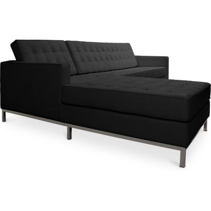 Buy Design Corner Sofa Kanel - Left Angle - Premium Leather Black 15186 in the United Kingdom 