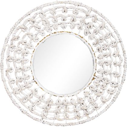 Buy Wall Mirror - Boho Bali Round Design (60 cm) - Chiua White 60060 - in the UK