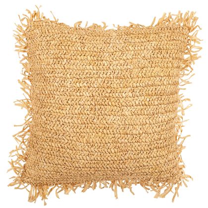 Buy Square Boho Bali Cushion, Raffia cover + filling - Alizon Natural 60197 - prices