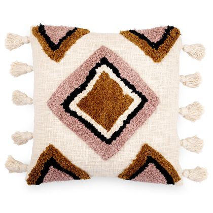 Buy Square Cotton Cushion in Boho Bali Style cover + filling - Eloise Multicolour 60221 at MyFaktory