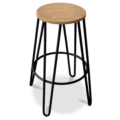 Buy Hairpin Stool - 74cm - Light wood and metal Black 59487 - prices