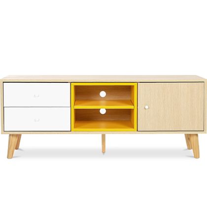 Buy Wooden TV Stand - Scandinavian Design - Erica  Yellow 59657 - in the UK