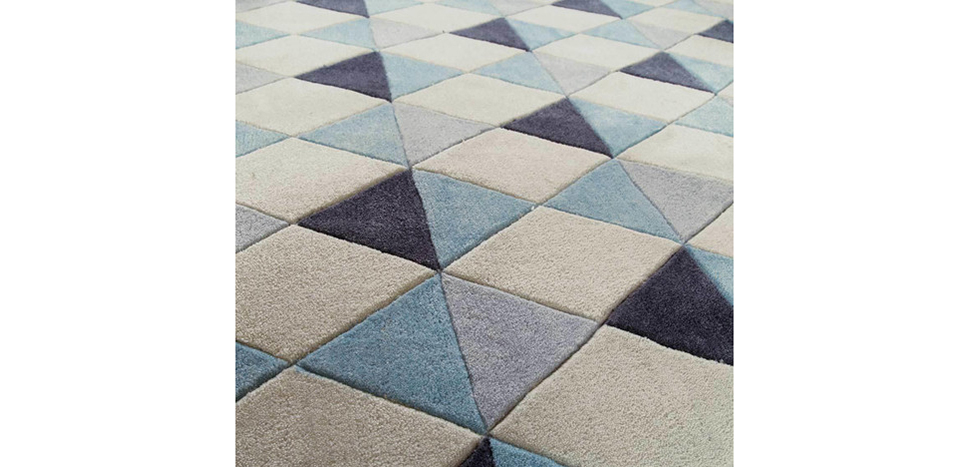 Buy Rhombus Design Rug - Wool - Wolla Blue 58284 - prices