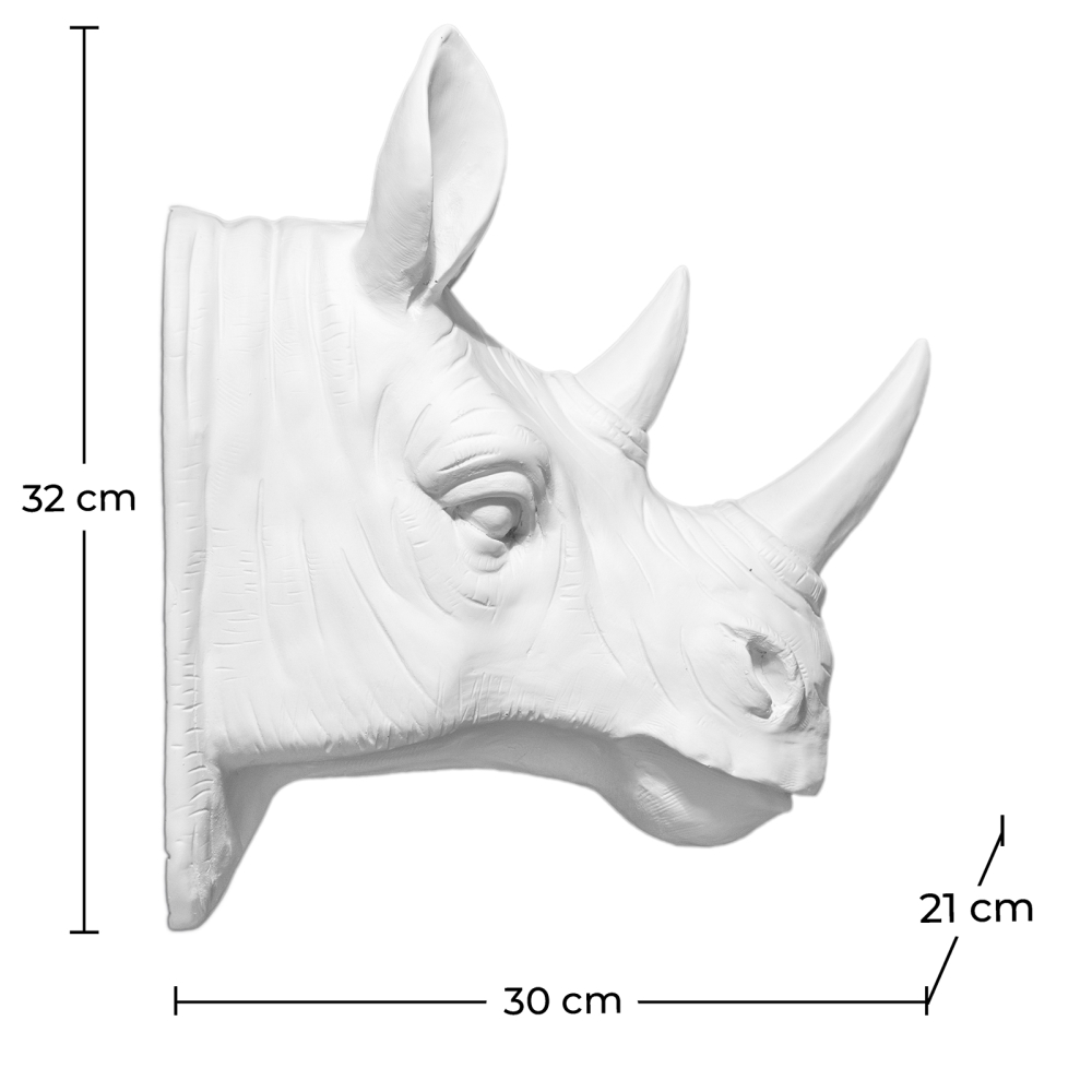 Buy Wall Decoration - White Rhino Head - Ika White 55733 in the United Kingdom