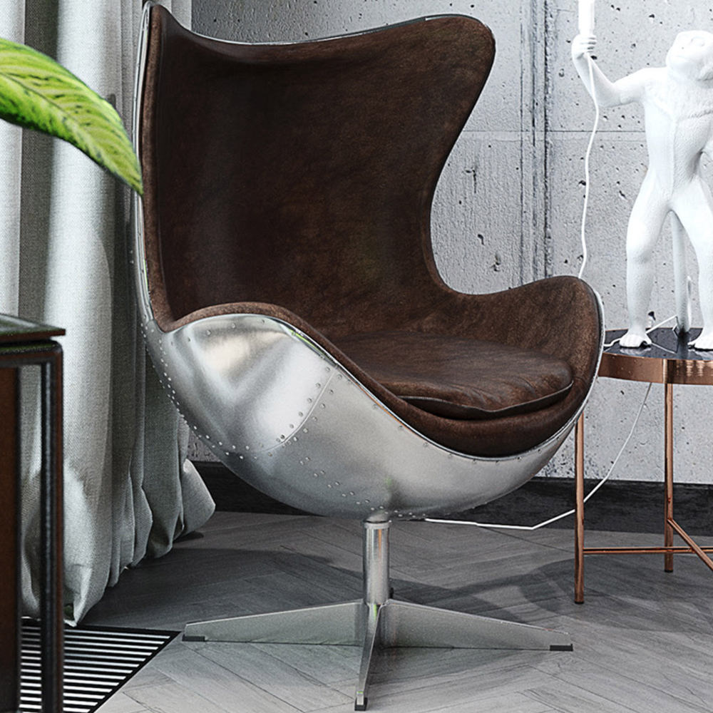 Buy Bold Chair Aviator Armchair - Microfiber Aged Leather Effect Brown 25627 in the United Kingdom