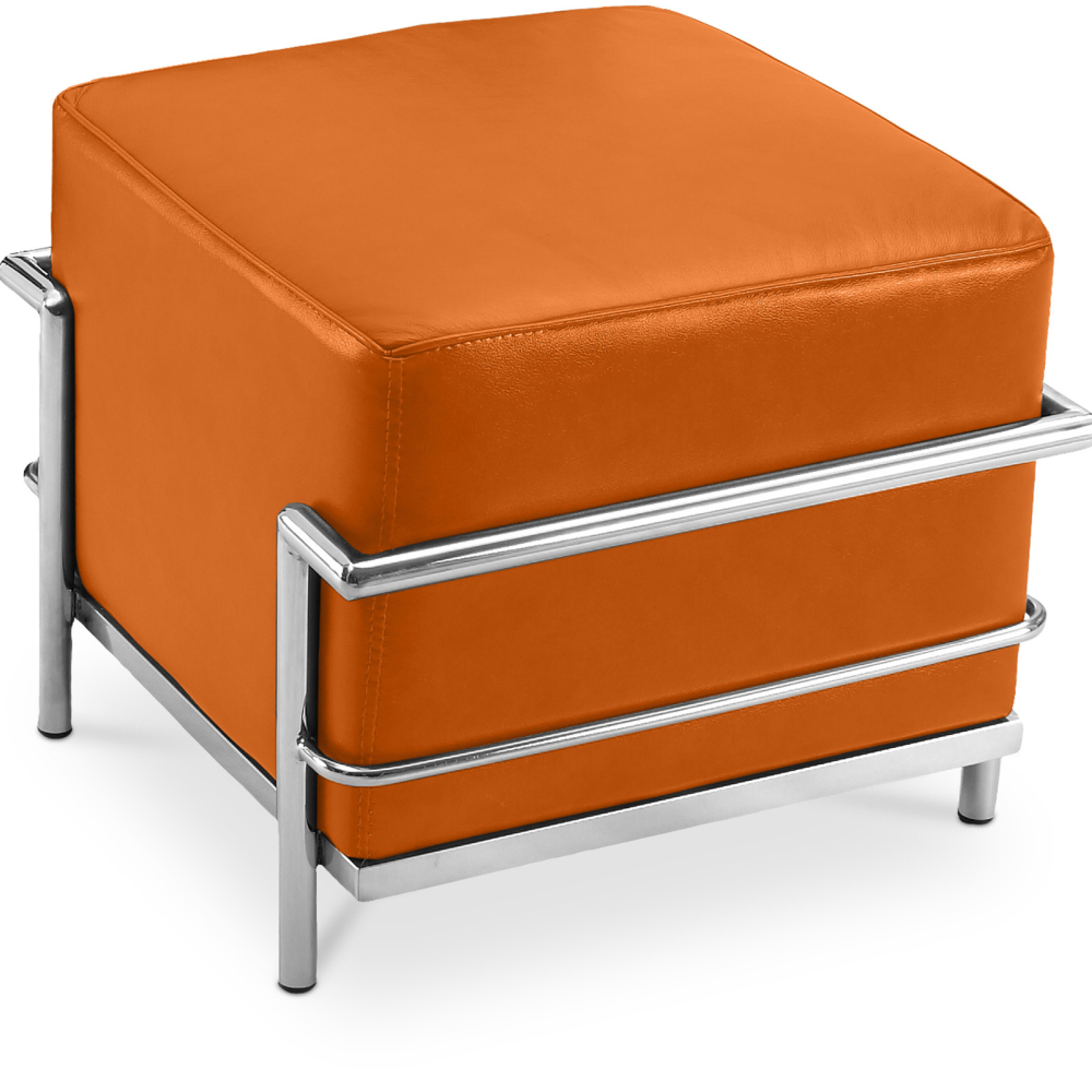 Buy SQUAR Footrest (Ottoman) - Faux Leather Orange 55762 - in the UK