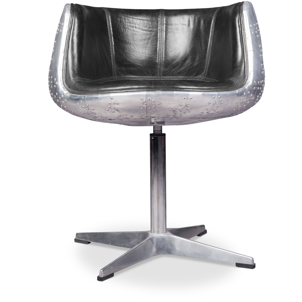 Buy Brandy Chair Aviator - Premium Leather & Aluminium Black 48384 - in the UK