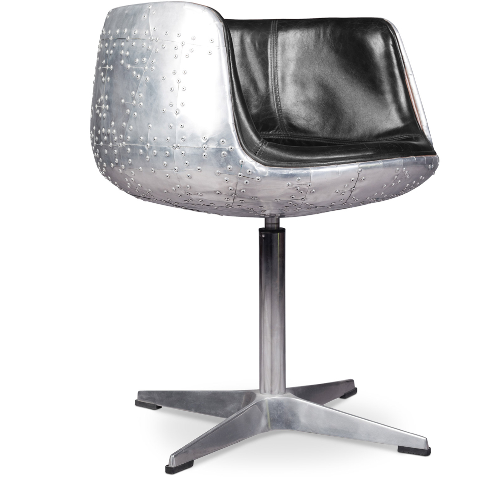 Buy Brandy Chair Aviator - Premium Leather & Aluminium Black 48384 - prices
