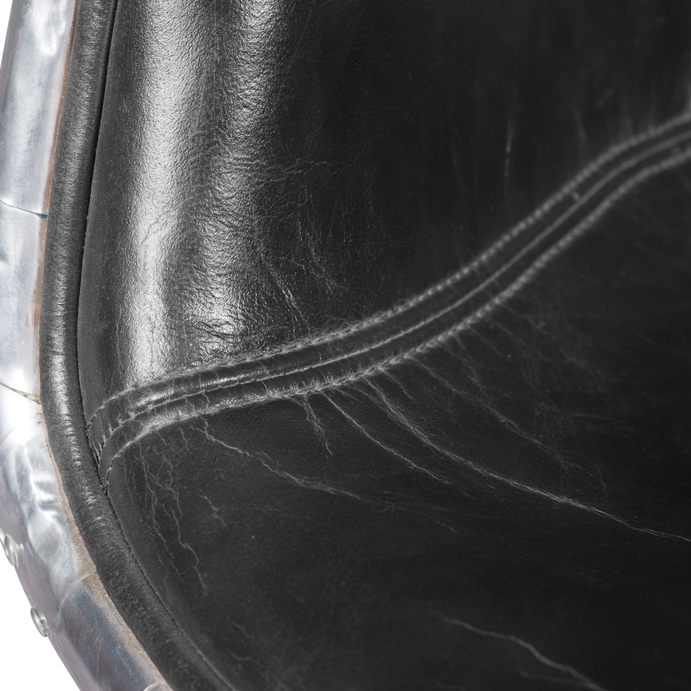 Buy Brandy Chair Aviator - Premium Leather & Aluminium Black 48384 with a guarantee