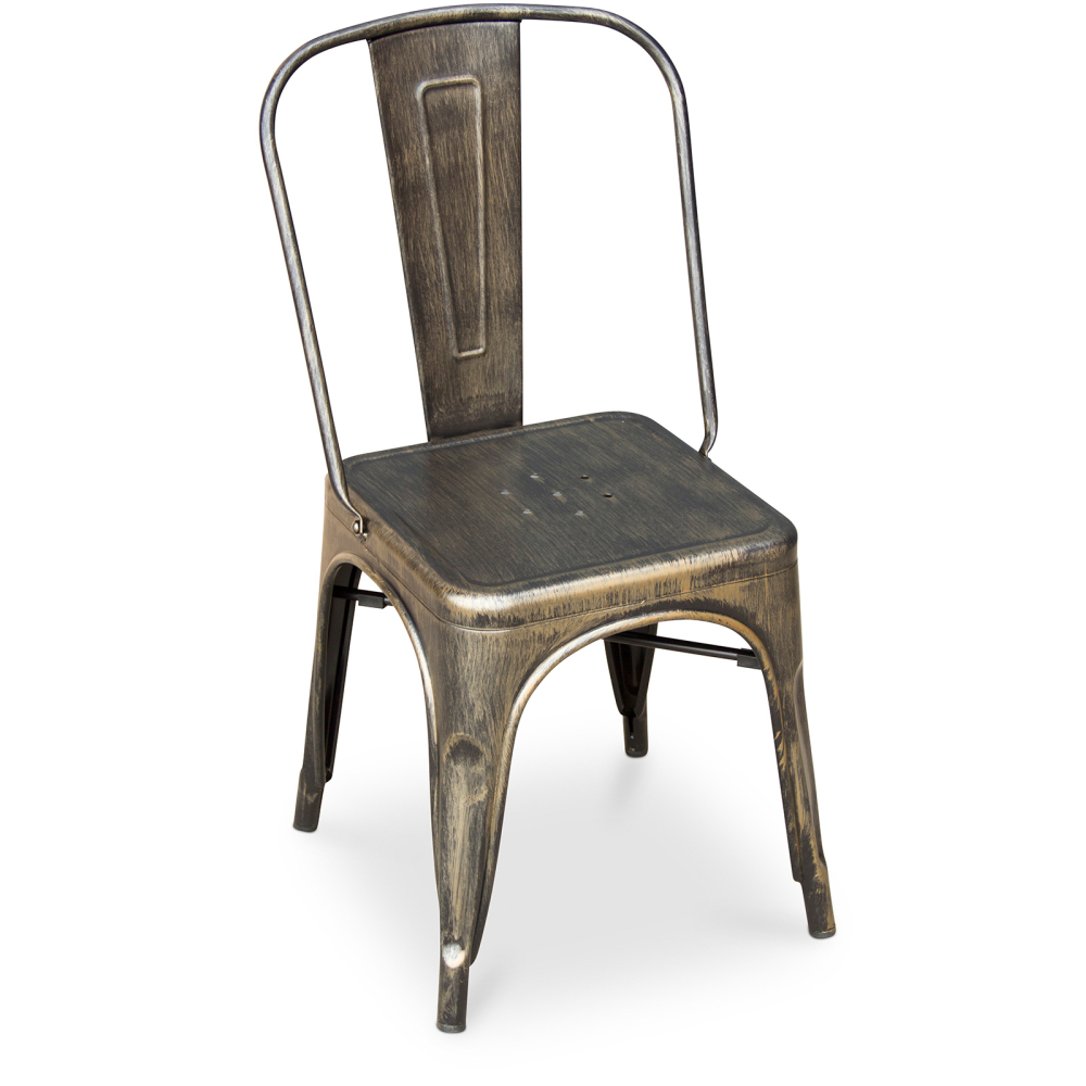 Buy Dining chair Bistrot Metalix Industrial Square Metal - New Edition Metallic bronze 32871 in the United Kingdom