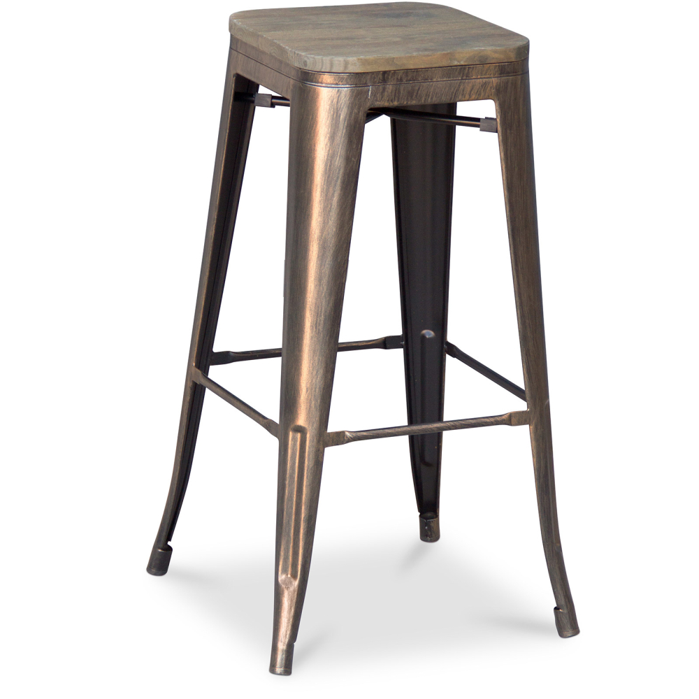 Buy Industrial Design Bar Stool - Wood & Steel - 76cm - Metalix Industriel 54406 - in the UK