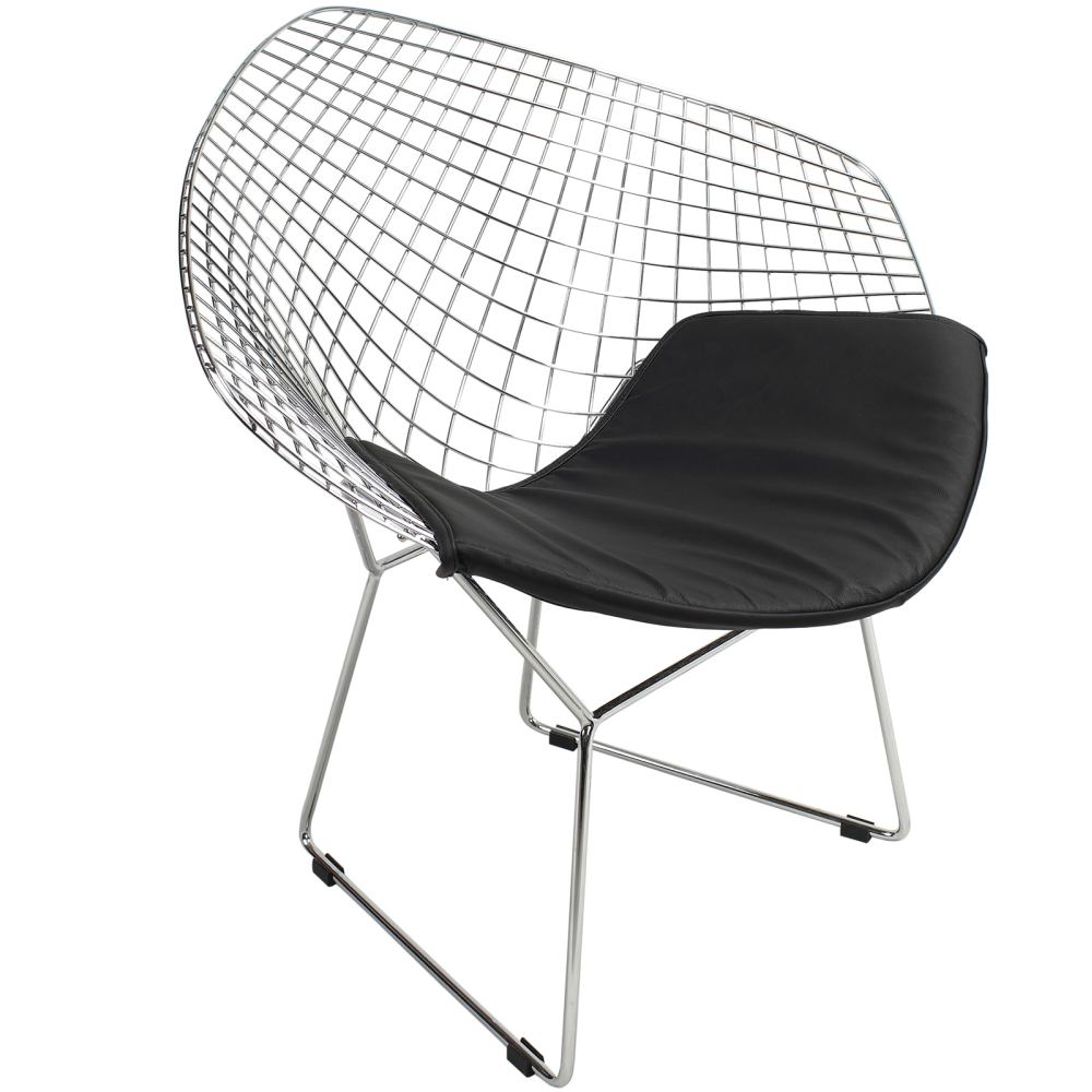 Buy Dining Chair Bertold Diam in Chrome Steel  Black 16443 - in the UK