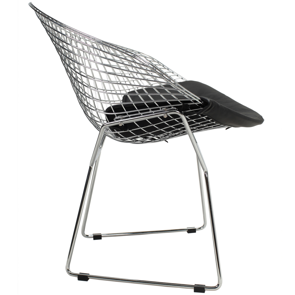 Buy Dining Chair Bertold Diam in Chrome Steel  Black 16443 in the United Kingdom