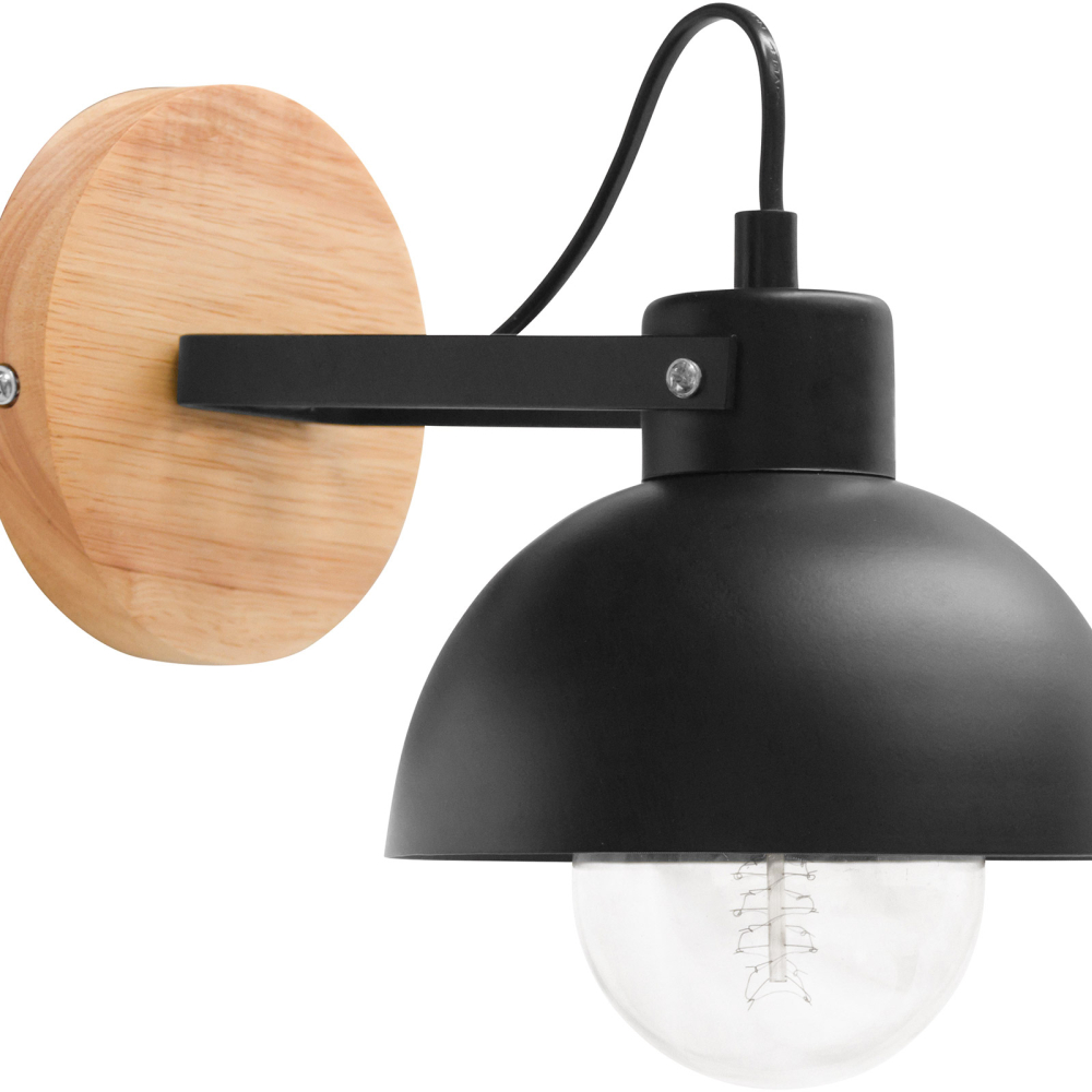 Buy Metal and wood wall lamp - Inga Black 59031 - in the UK