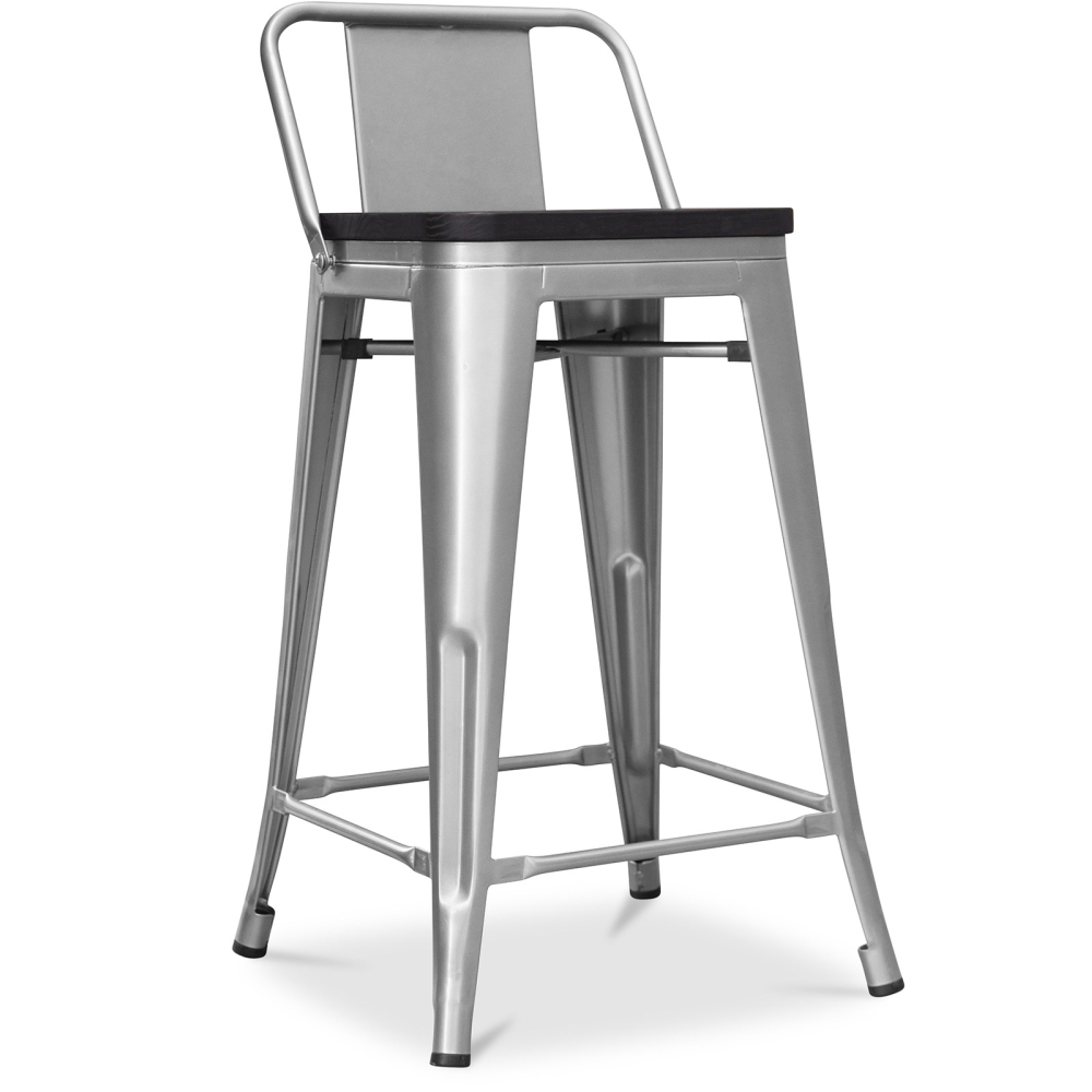 Buy Industrial Design Bar Stool with Backrest - Wood & Steel - 60 cm - Metalix Pastel orange 59117 at MyFaktory