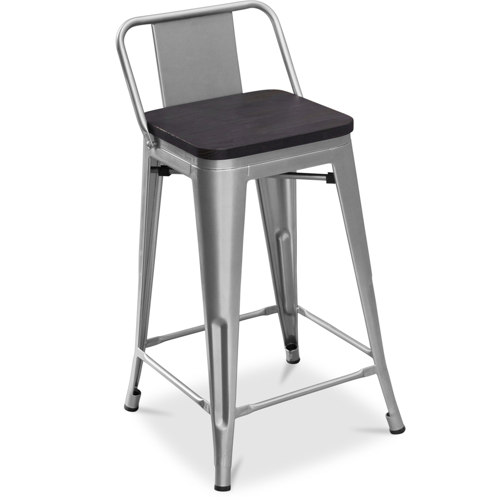 Buy Industrial Design Bar Stool with Backrest - Wood & Steel - 60 cm - Metalix Pastel orange 59117 in the United Kingdom