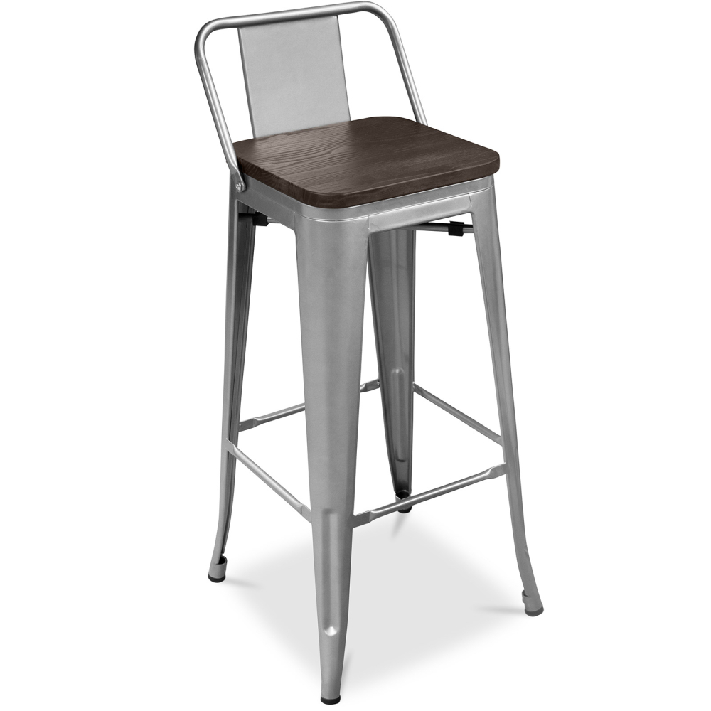 Buy Bistrot Metalix stool Wooden and small backrest - 76 cm Pastel orange 59118 in the United Kingdom
