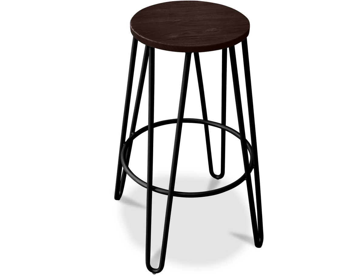 Buy Hairpin Stool - 74cm - Dark wood and metal Black 58321 in the United Kingdom