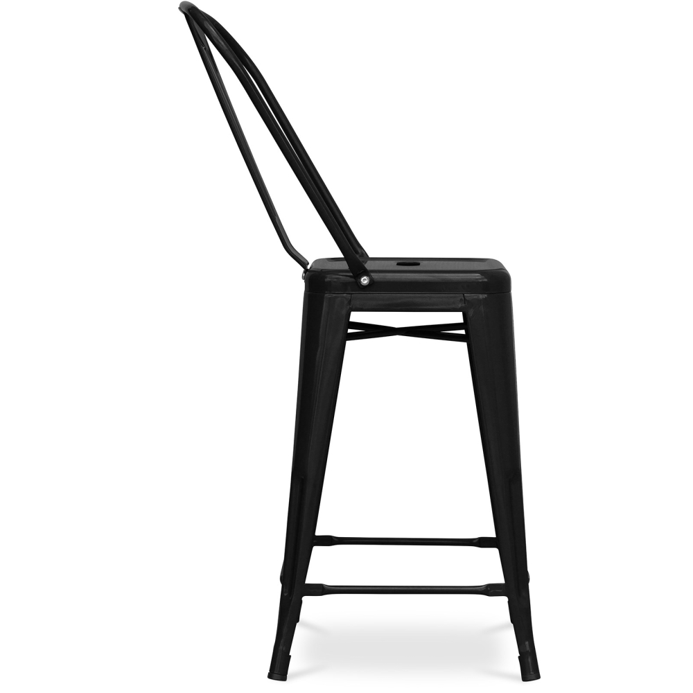 Buy Bistrot Metalix square bar stool with backrest - 60cm Grey blue 58410 - in the UK