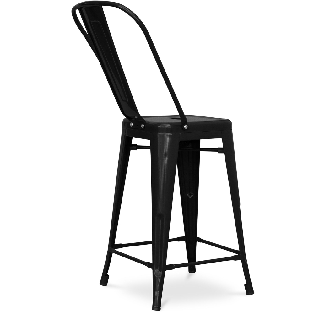 Buy Bistrot Metalix square bar stool with backrest - 60cm Grey blue 58410 - prices