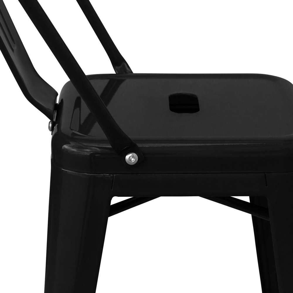 Buy Bistrot Metalix square bar stool with backrest - 60cm Grey blue 58410 in the United Kingdom