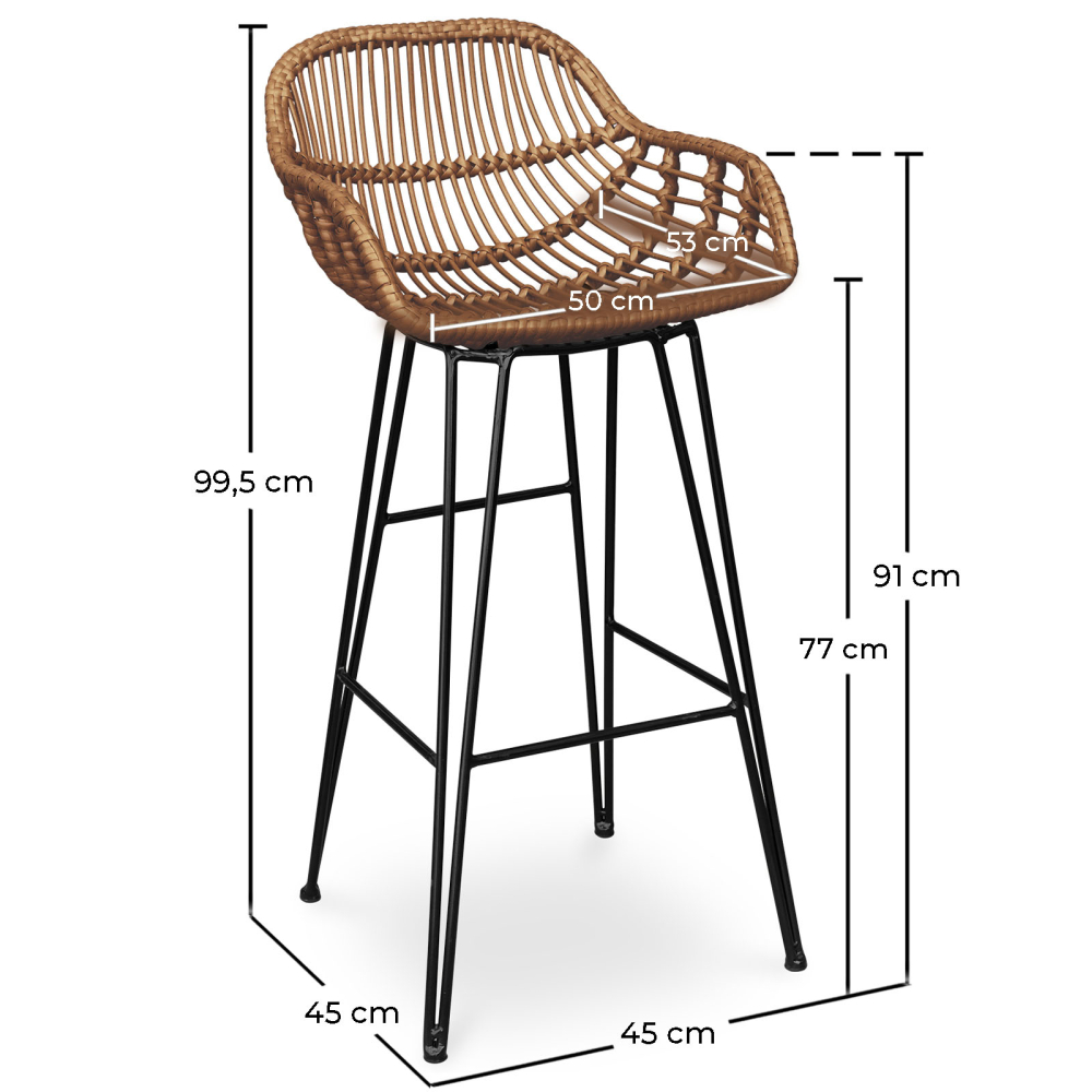 Buy Synthetic wicker bar stool - Magony Dark Brown 59256 - prices