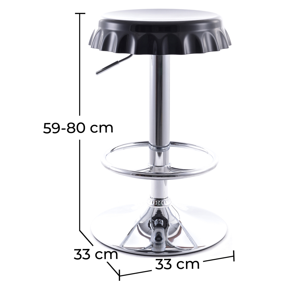 Buy Swivel Chromed Metal Bottle Cap Bar Stool - Height Adjustable White 49737 with a guarantee
