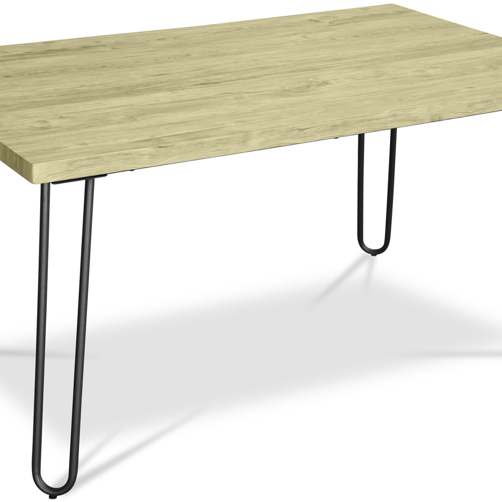 Buy 150x90 Holly Industrial dining table style Hairpin legs - Wood and metal Natural wood 59465 in the United Kingdom