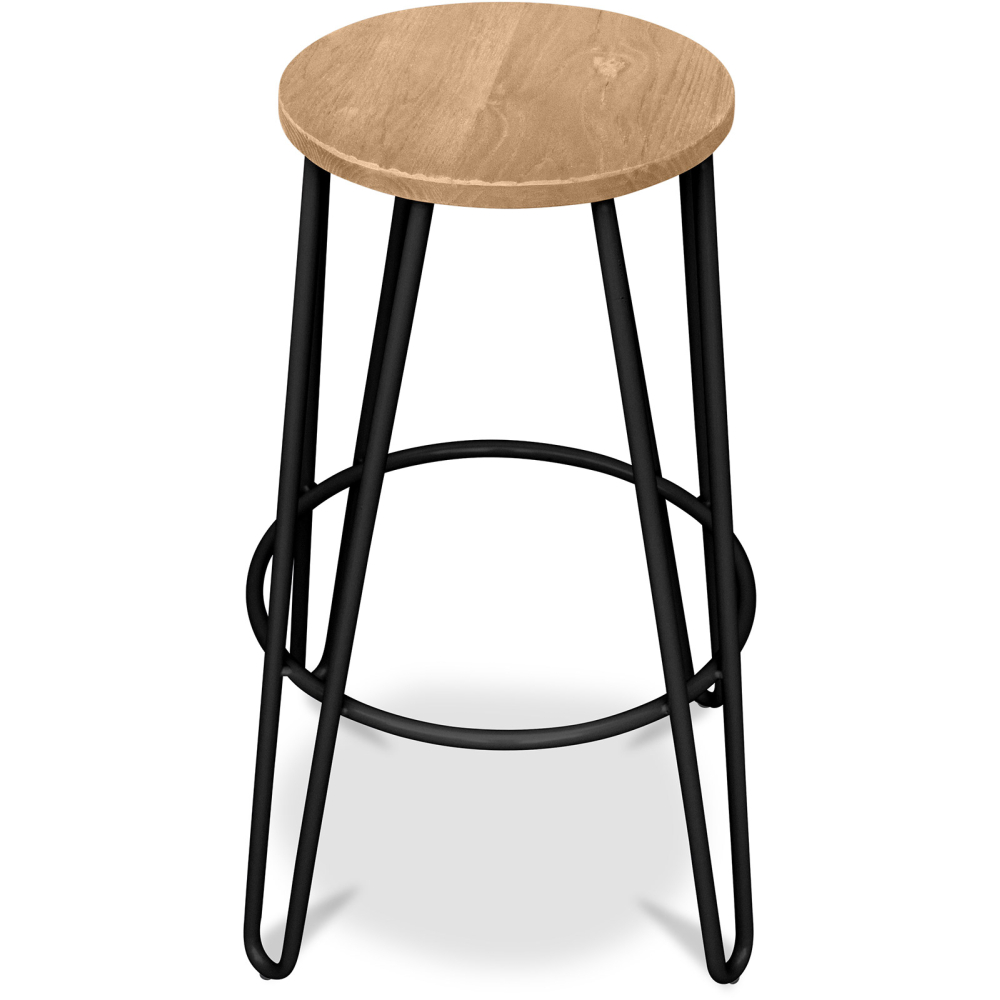Buy Hairpin Stool - 74cm - Light wood and metal Black 59487 at MyFaktory