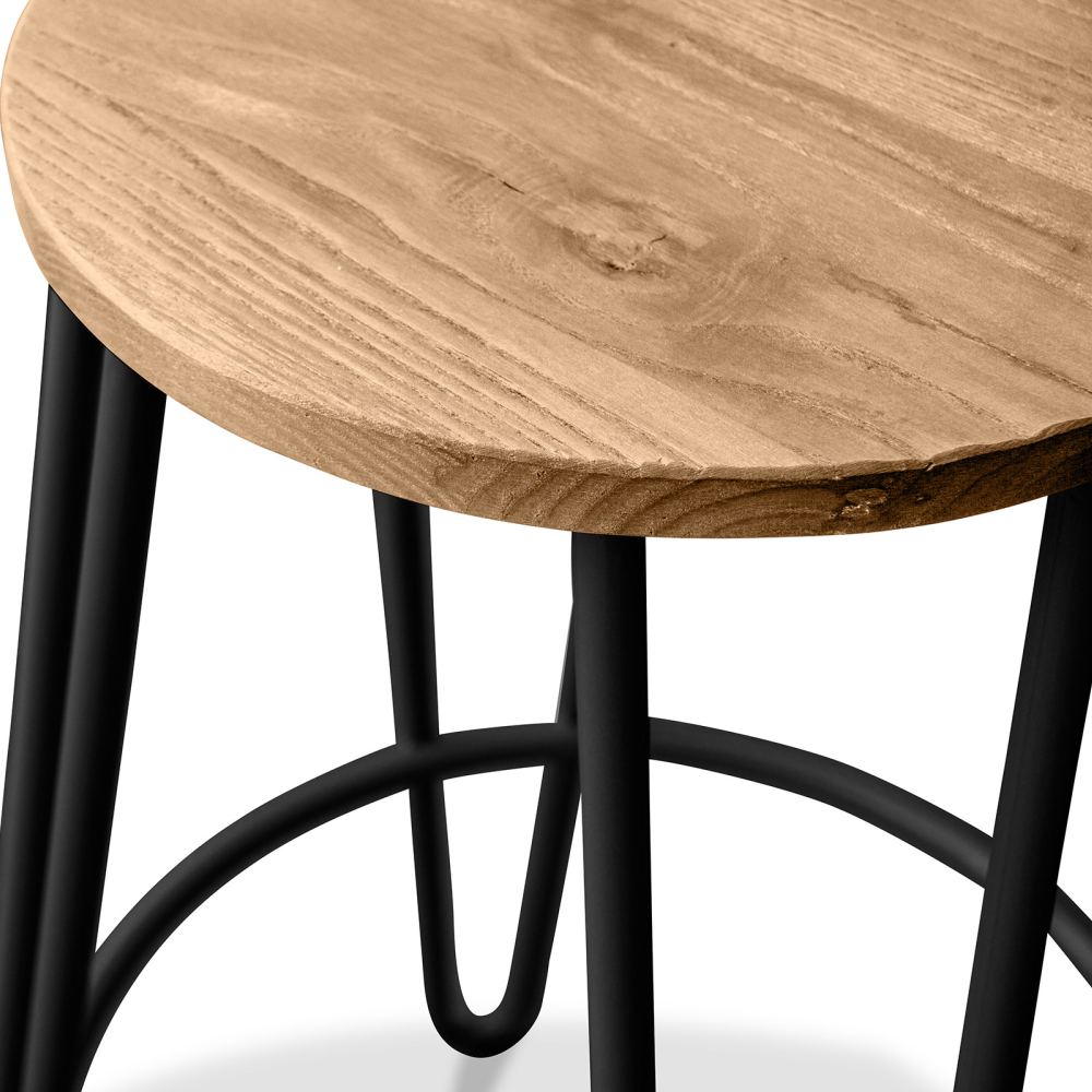 Buy Hairpin Stool - 74cm - Light wood and metal Black 59487 home delivery