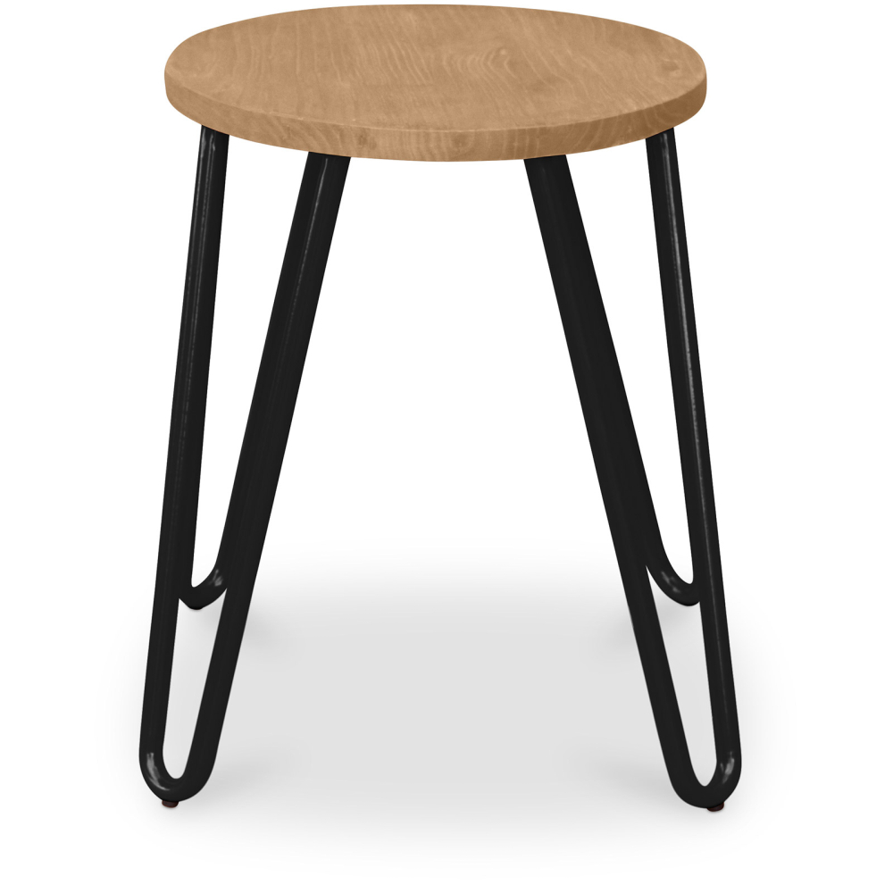Buy Hairpin Stool - 44cm - Light wood and metal Light grey 59488 at MyFaktory