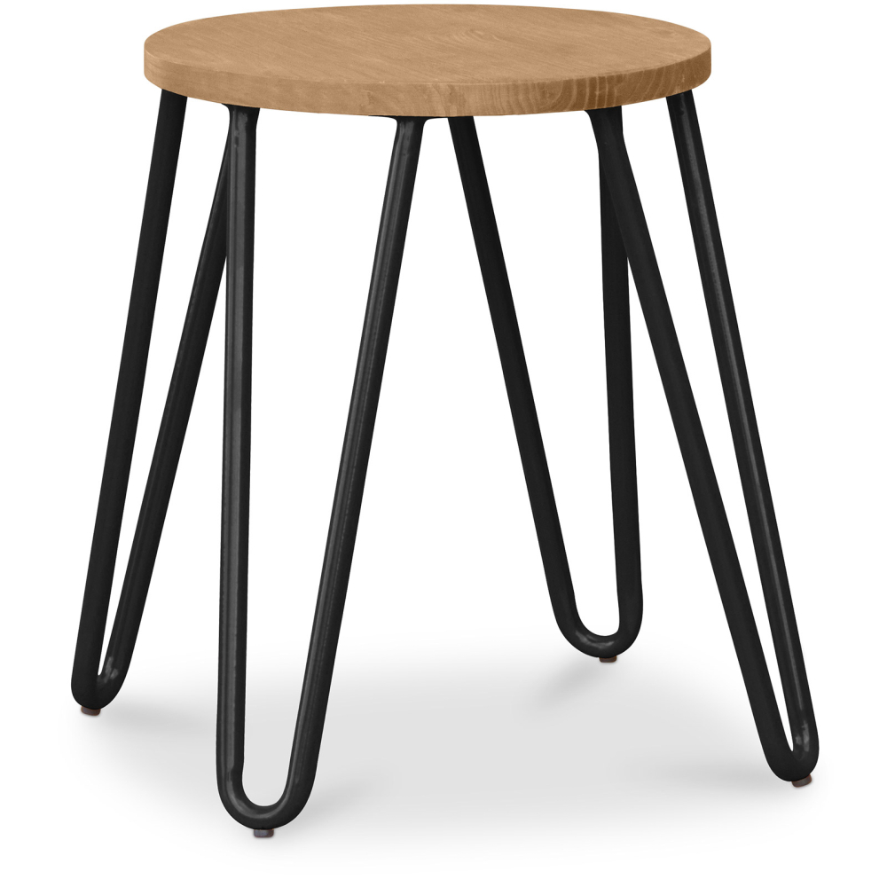 Buy Hairpin Stool - 44cm - Light wood and metal Light grey 59488 in the United Kingdom