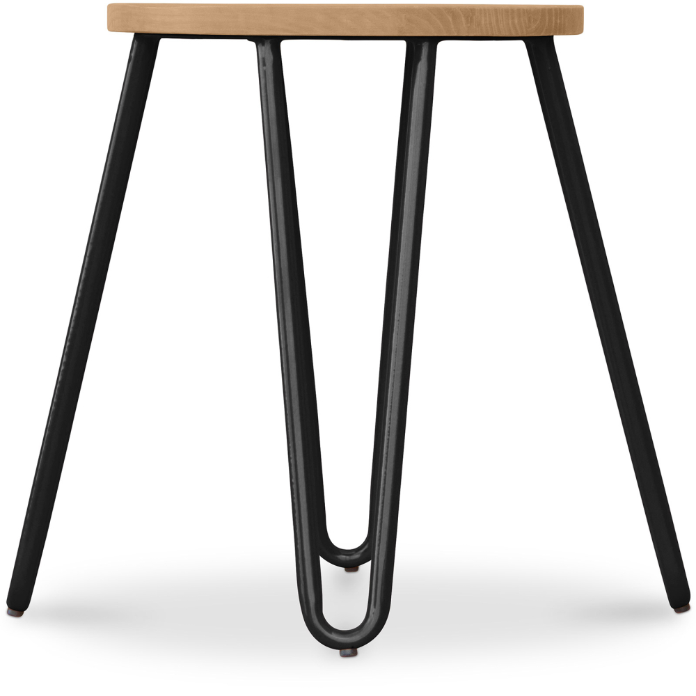 Buy Hairpin Stool - 44cm - Light wood and metal Light grey 59488 home delivery