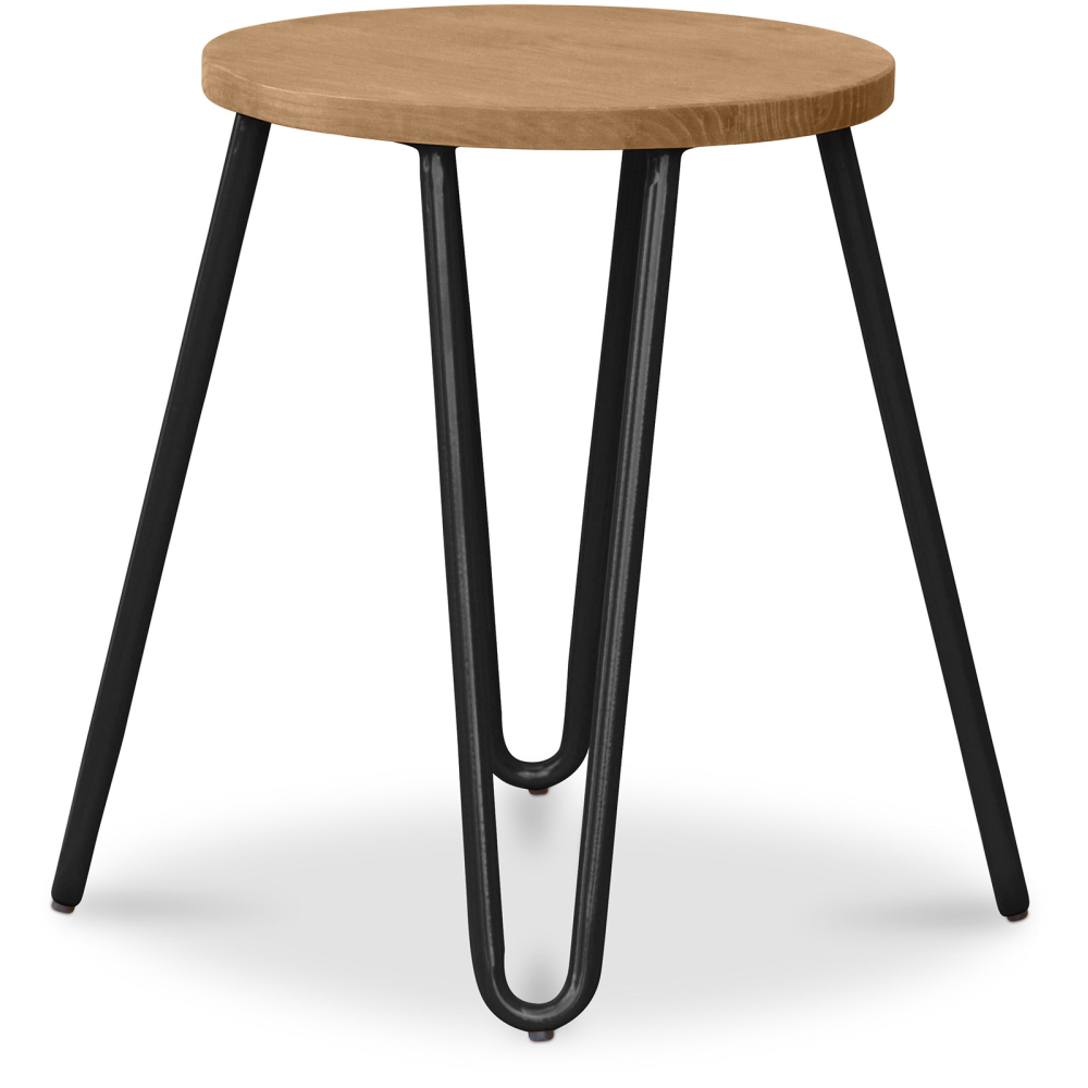 Buy Hairpin Stool - 44cm - Light wood and metal Light grey 59488 with a guarantee
