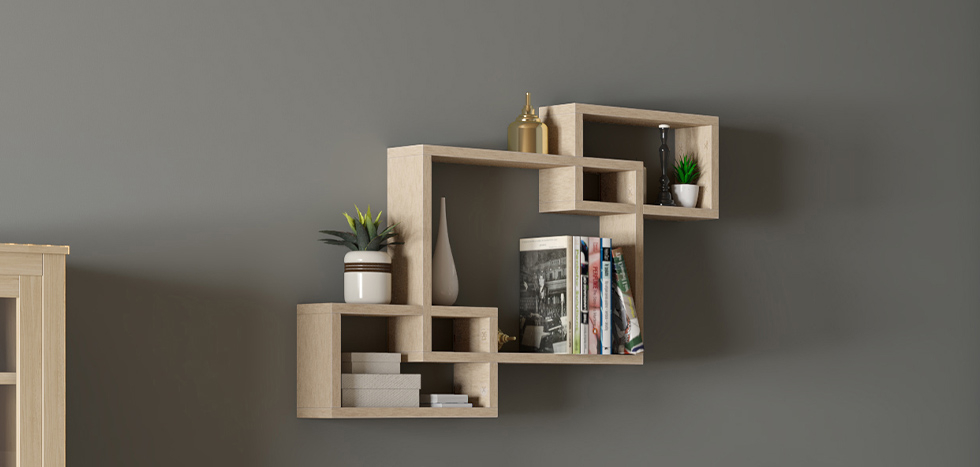 Buy Wooden Wall Shelf - Box Design - Dagoa Natural wood 59645 home delivery