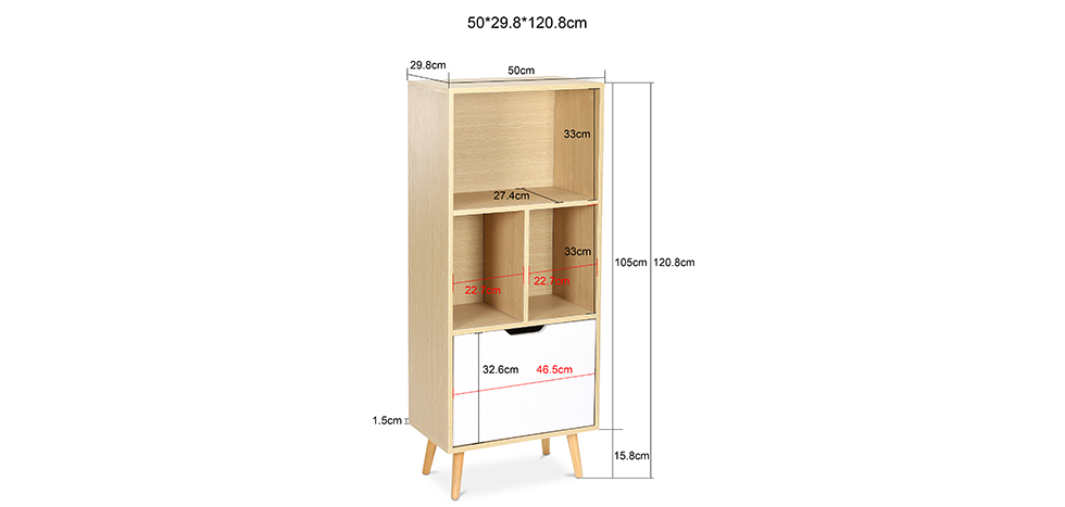 Buy Wooden Sideboard - Scandinavian Design - 4 compartments - Rion Natural wood 59647 - in the UK