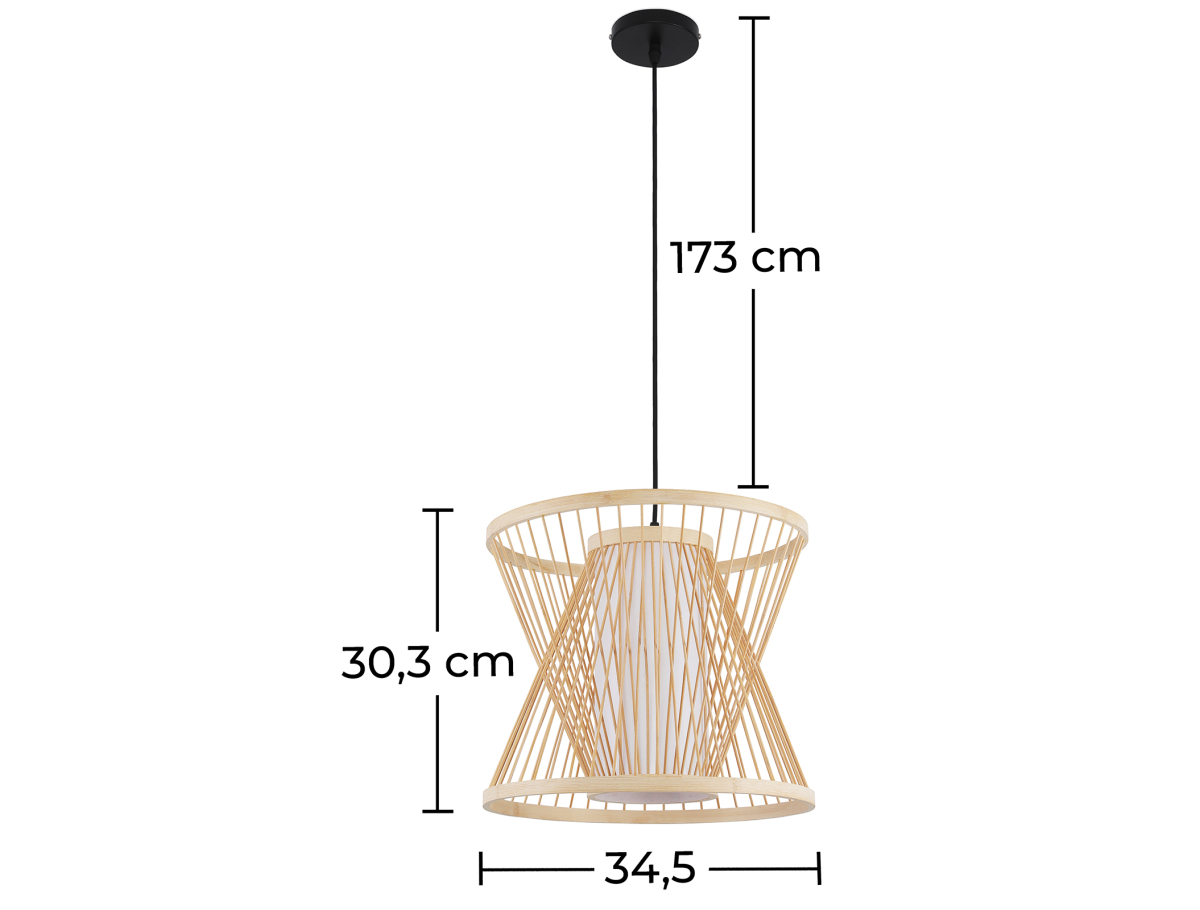 Buy Bamboo Pendant Light Design Boho Bali - Panma Natural wood 59850 - in the UK