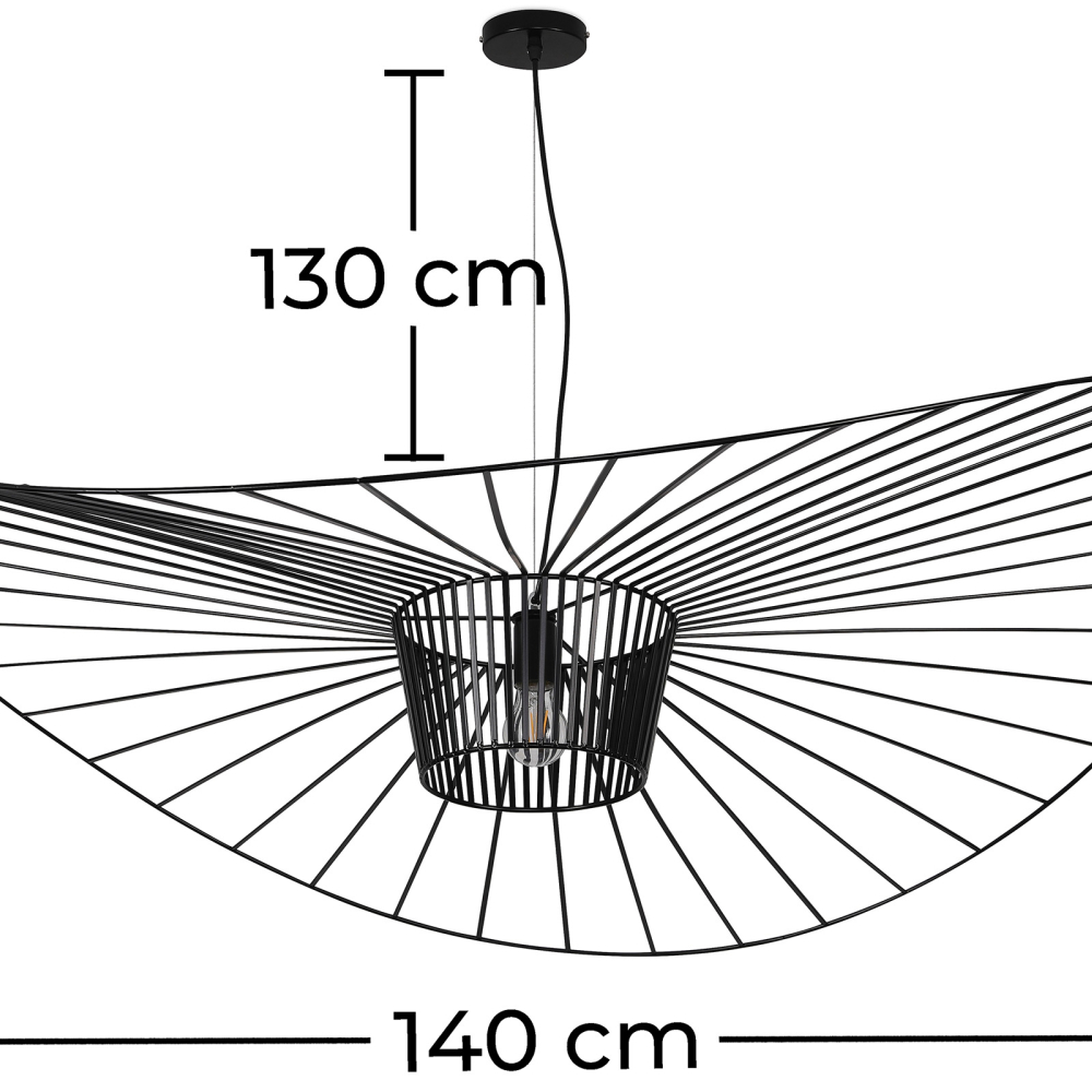 Buy Hanging Lamp Vertice - Metal - 140cm Black 59884 - prices