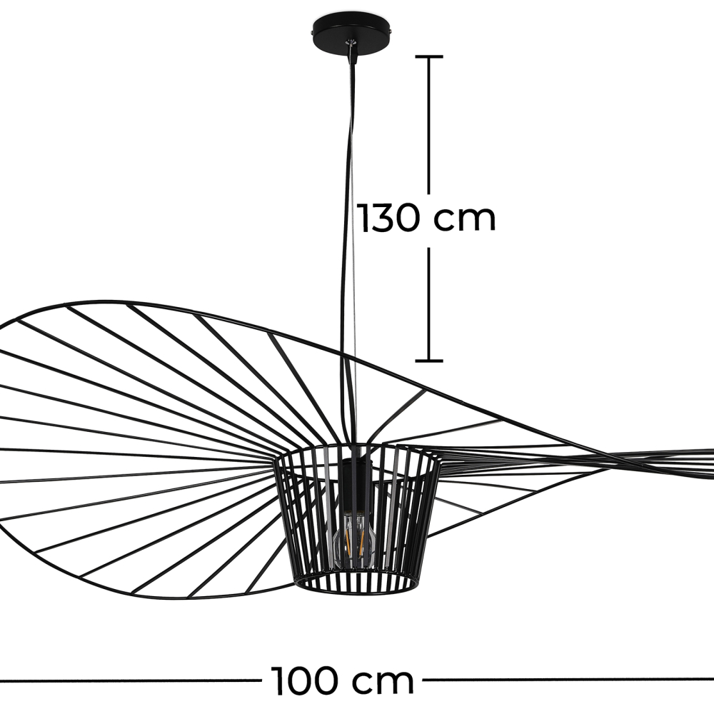 Buy Hanging Lamp Vertice - Metal - 100cm Black 59905 - prices