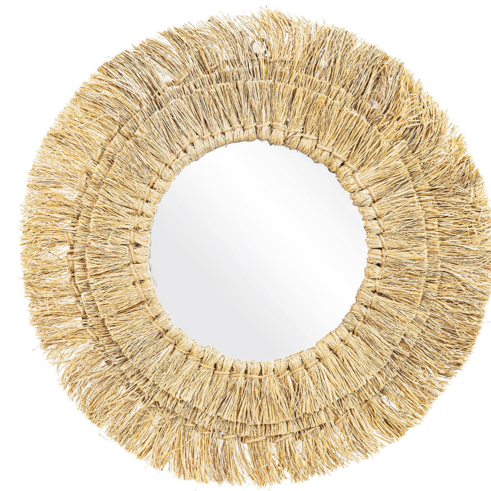 Buy Wall Mirror - Boho Bali Round Design (60 cm) - Qui Natural wood 60056 - in the UK