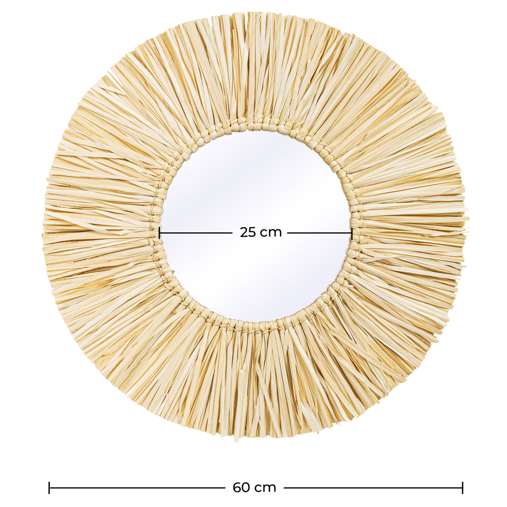 Buy Wall Mirror - Boho Bali Round Design (60 cm) - Gaui Natural wood 60057 in the United Kingdom