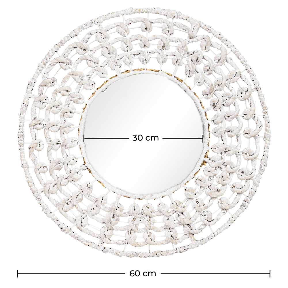 Buy Wall Mirror - Boho Bali Round Design (60 cm) - Chiua White 60060 in the United Kingdom