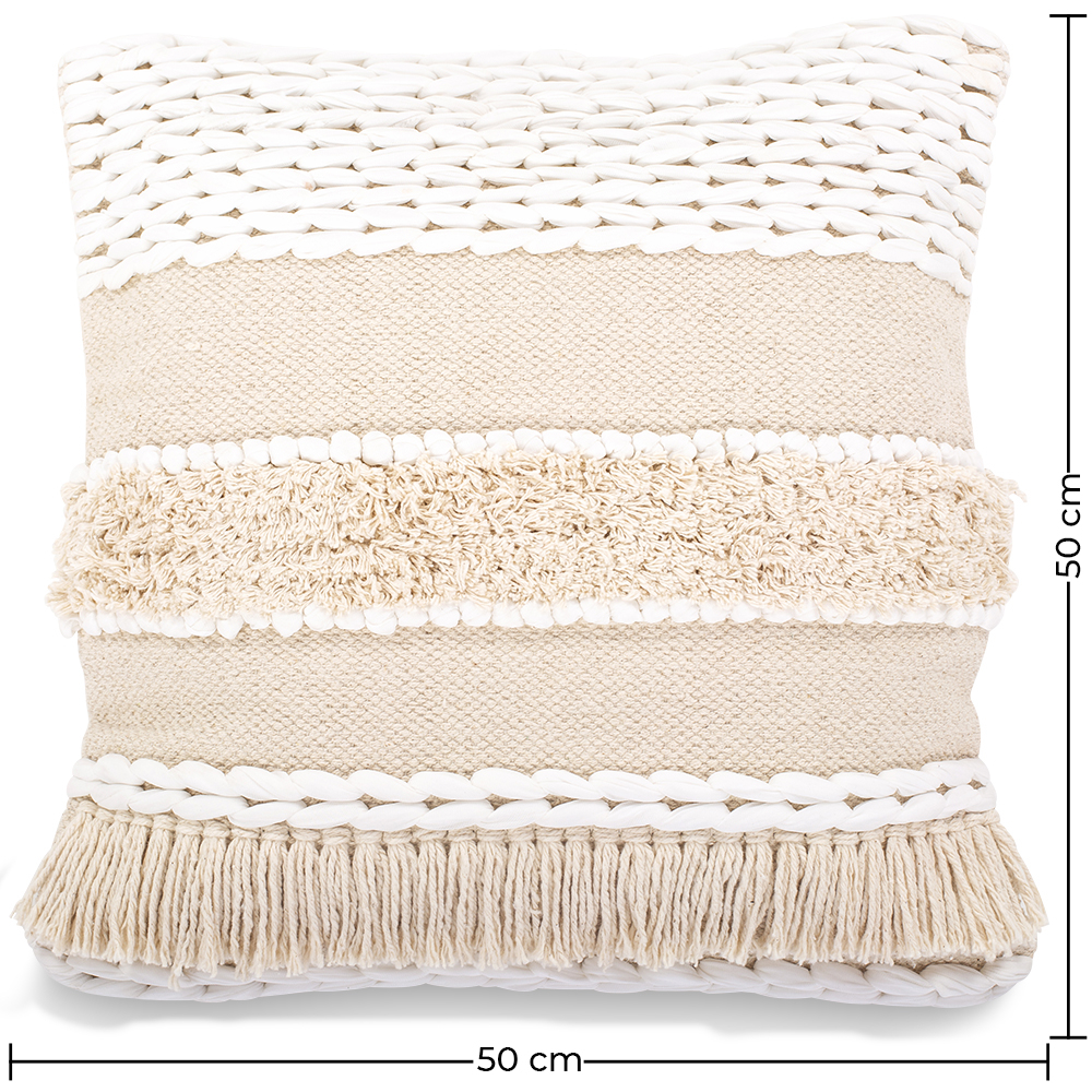 Square Cotton Cushion in Boho Bali Style cover + filling - Hera