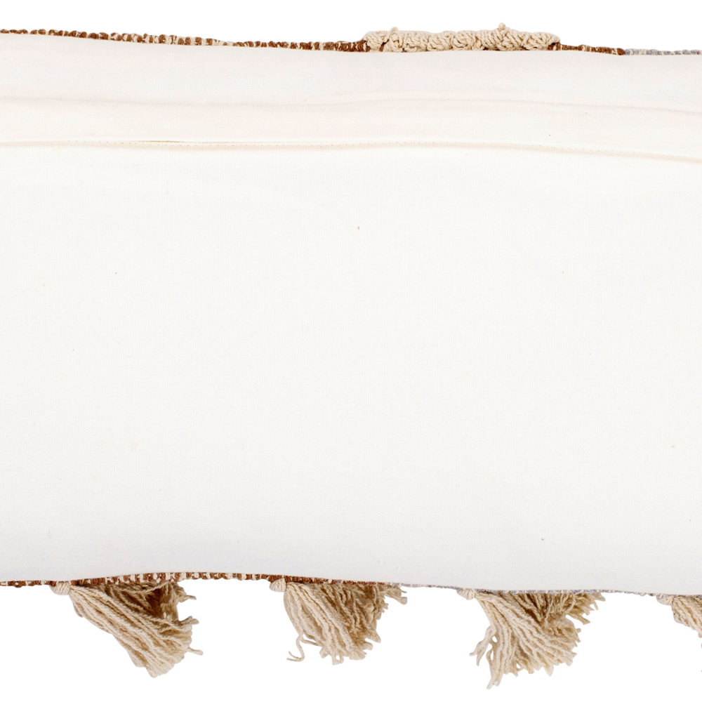 Buy Rectangular Cushion in Boho Bali Style, Cotton & Wool cover + filling - Ilinai Multicolour 60207 - prices