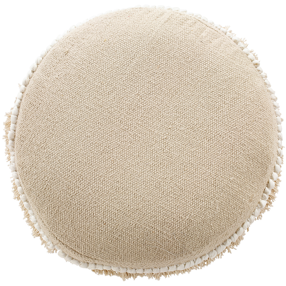 Pouffe Stool in Boho Bali Style, Wood and Cotton - Jessie Bali