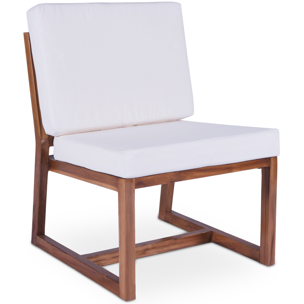 Buy Garden Armchair in Boho Bali Design, Wood and Canvas - Bayen White 60299 at MyFaktory